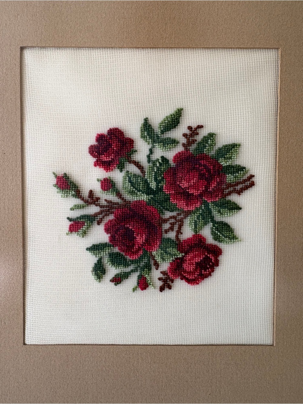 Vintage Petit Point Fine Needlework Roses - Picture 3 of 7